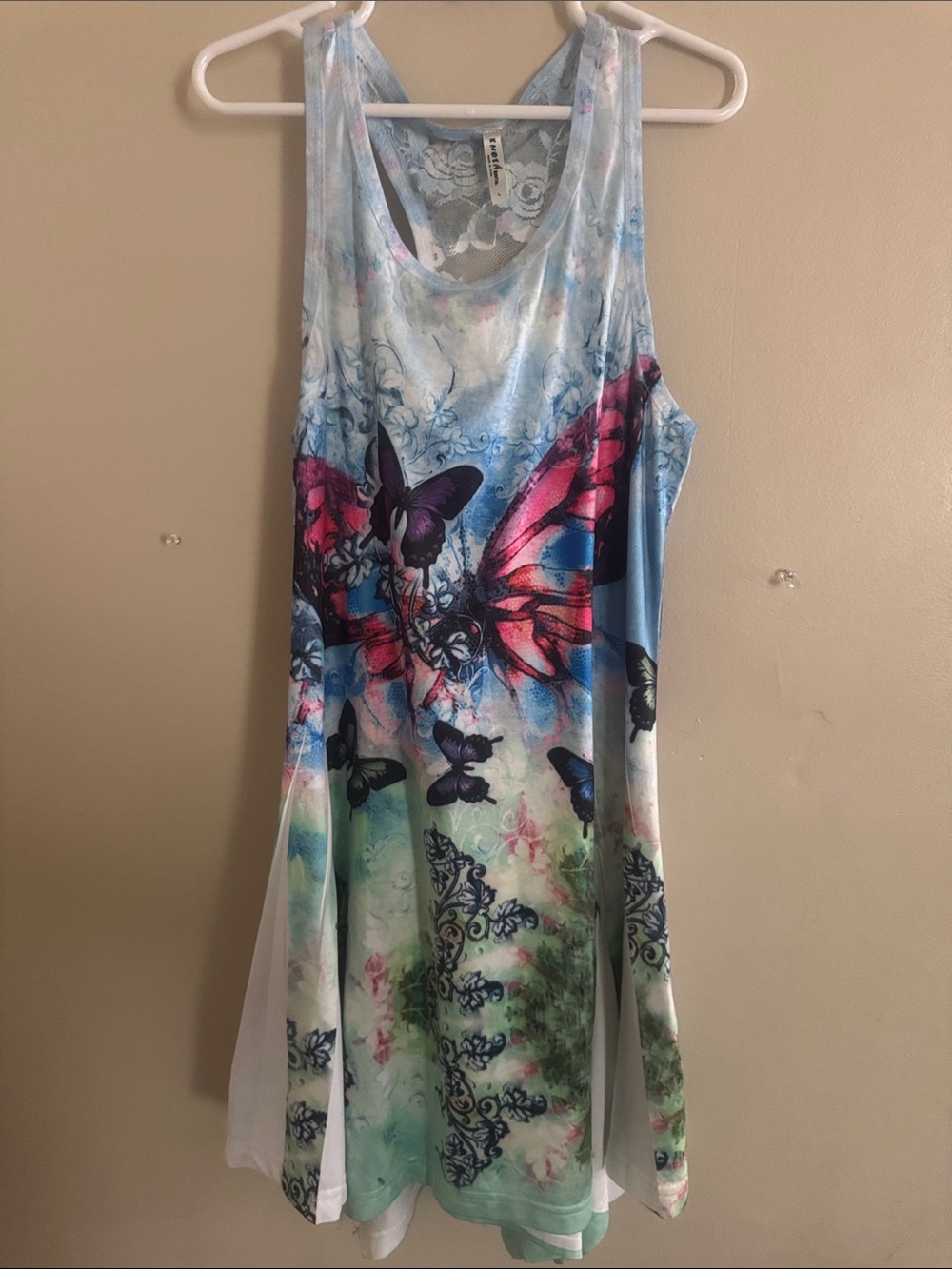 India Boutique Blue Butterfly Print Girls Casual Dress